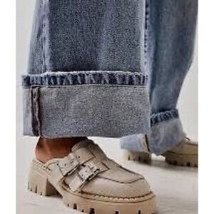 NEW FREE PEOPLE Buckle Lyra Lug Loafers, Cream, Size 40/US 9